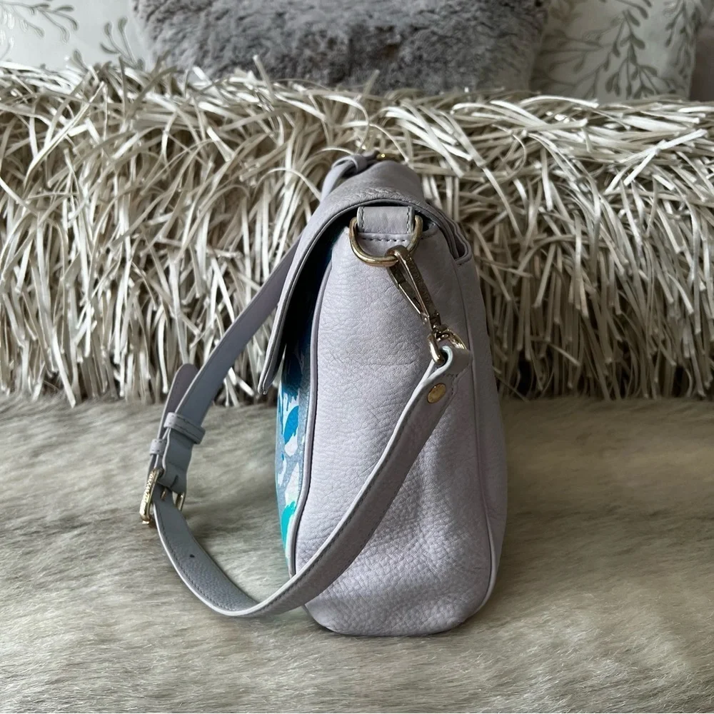 VERA BRADLEY Camofloral 2016 Sarah Shoulder Bag Genuine Leather Gray Blue Green